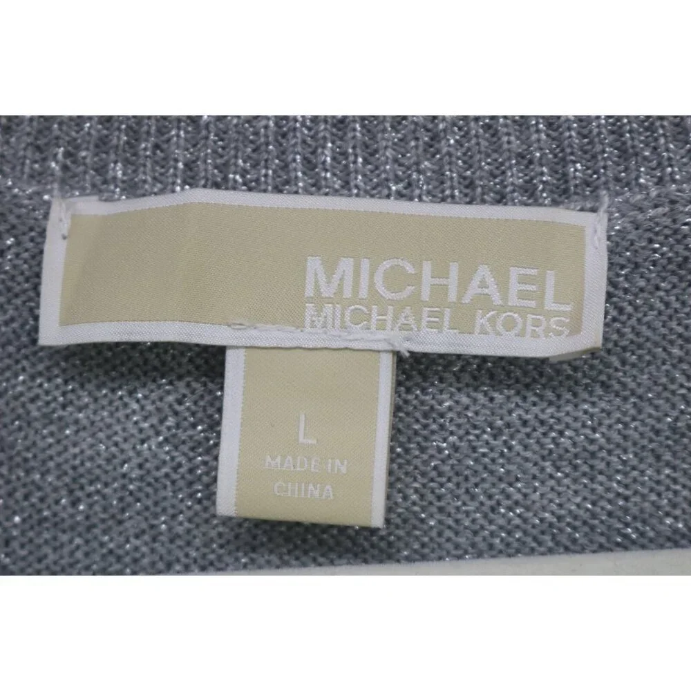 Michael Kors Long Bell‎ Sleeve Silver Sparkling Sweater Dress-L-Event-Evening